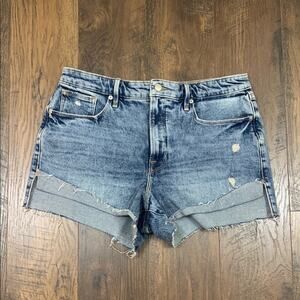 Good American Distressed Cutoff Indigo Denim Jean Shorts